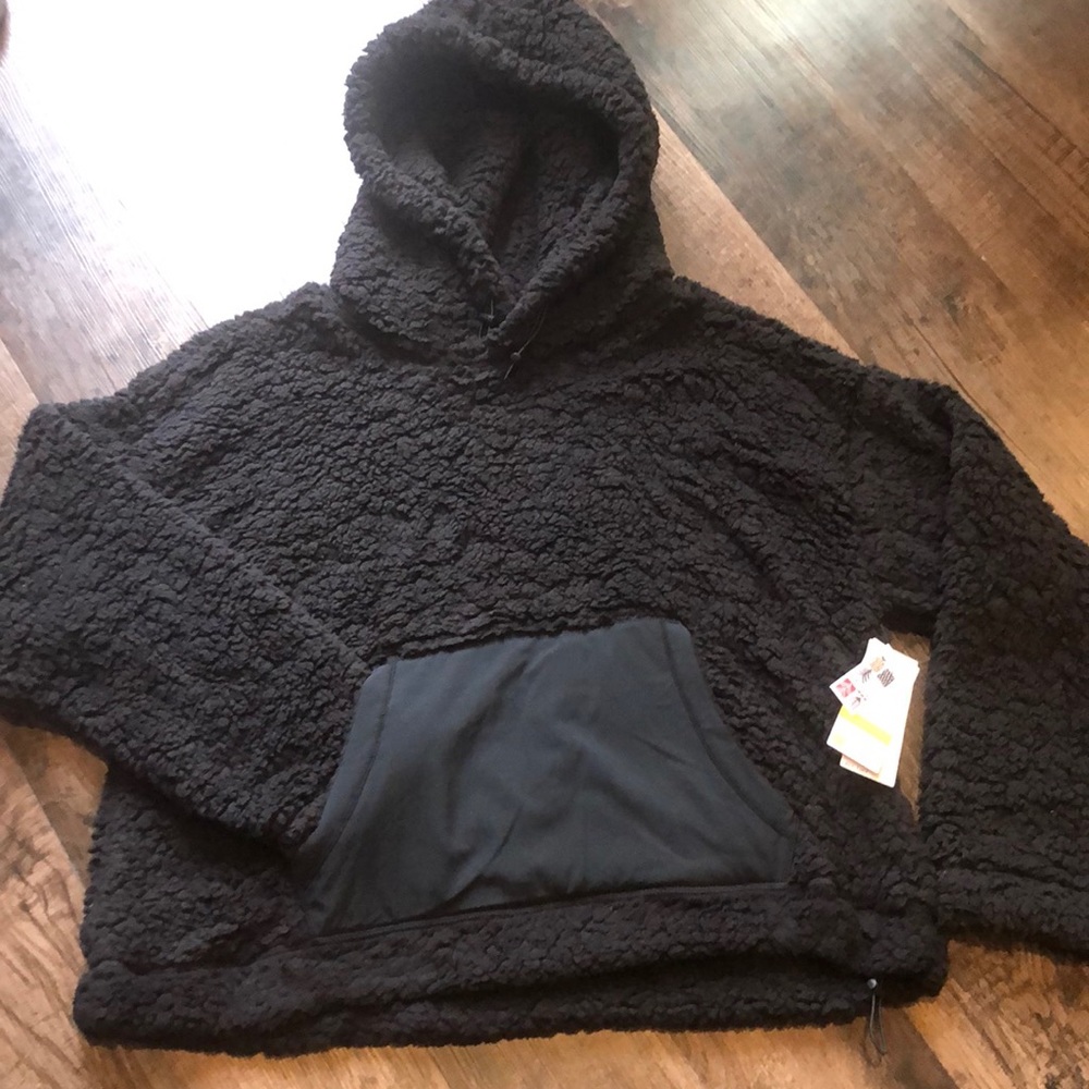 NWT! Zella Cassie black faux shearling hoodie - Picture 6 of 11